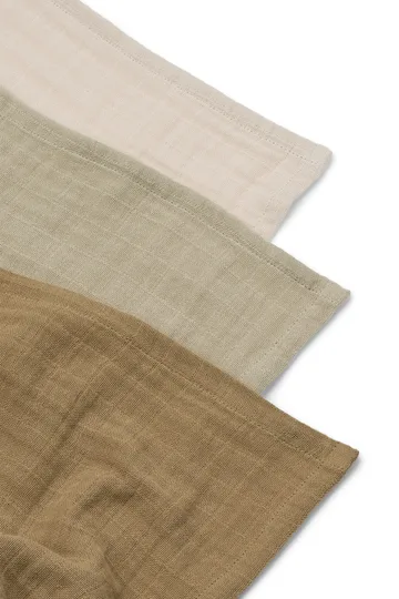 Lewis muslin blanket 3 pieces 65x65 cm - Sandy mix - Liewood