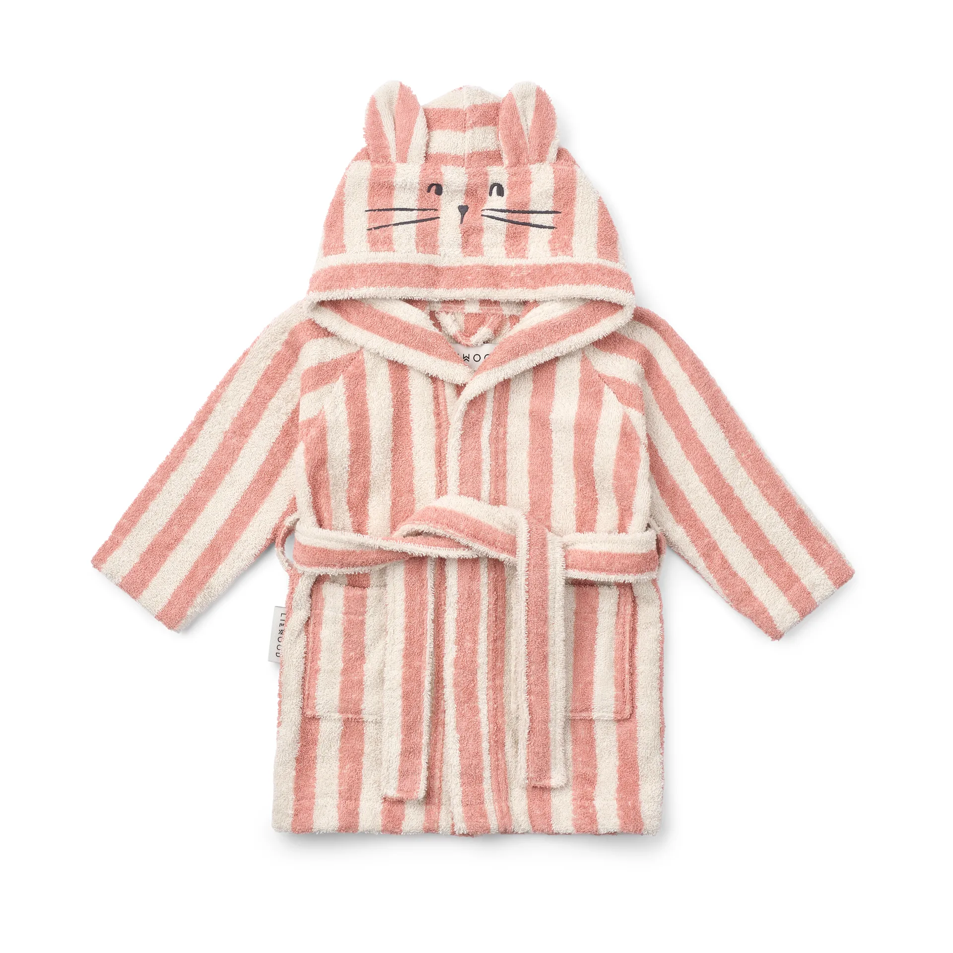 Lily bathrobe coral blush creme de la creme stripe, 3–4 years Liewood