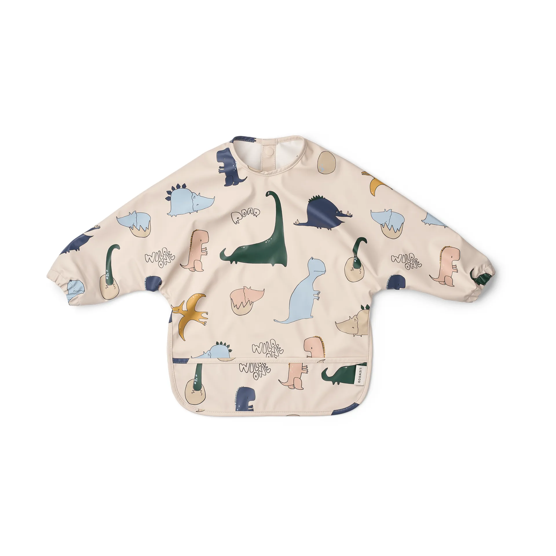 Merle bib with sleeve, Dino roar/Sandy Liewood
