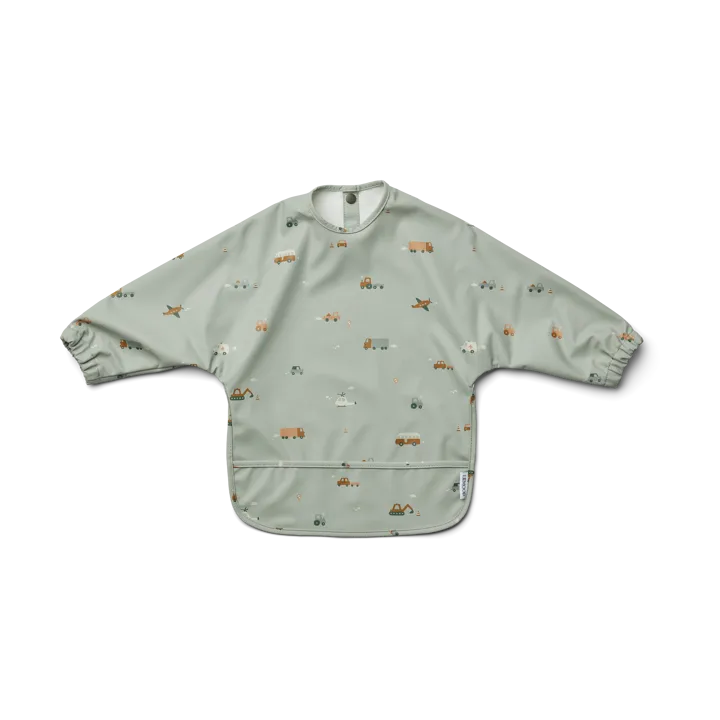 Merle bib with sleeve - Vehicles-dove blue mix - Liewood