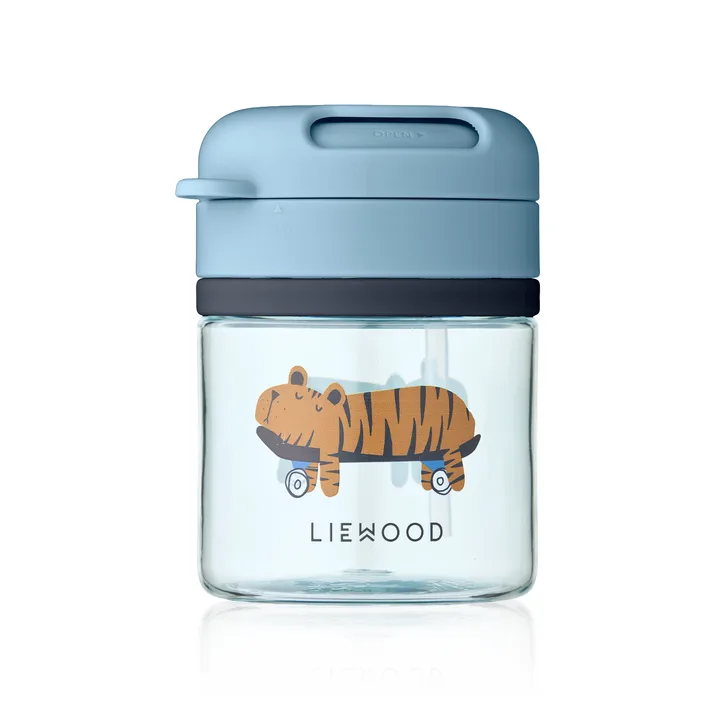 Pavia mug with straw - Fun-beach blue, 28 cl - Liewood
