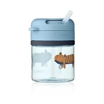 Pavia mug with straw - Fun-beach blue, 28 cl - Liewood