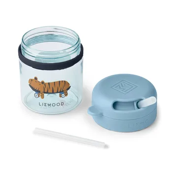 Pavia mug with straw - Fun-beach blue, 28 cl - Liewood
