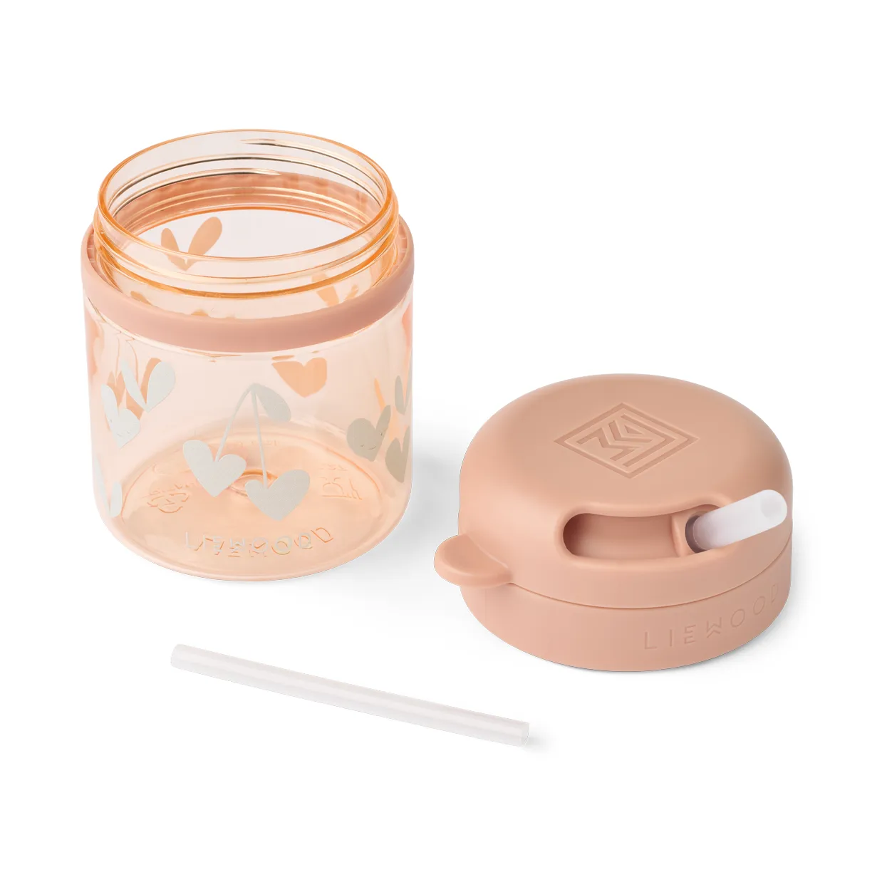 Pavia mug with straw, Sweethearts-pale tuscany, 28 cl Liewood