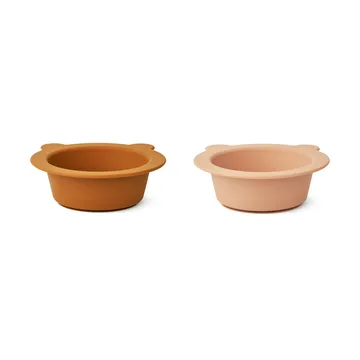 Peony bowl with suction cup Ø16 cm 2 pieces - Mustard-tuscany rose mix - Liewood