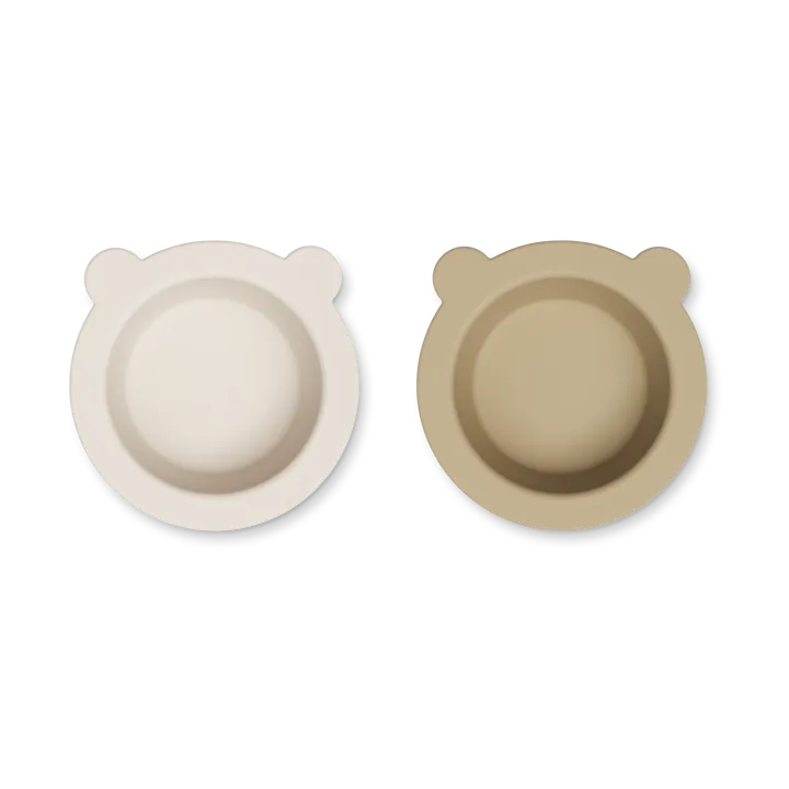 Peony bowl with suction cup Ø16 cm 2 pieces - Sandy-Oat - Liewood
