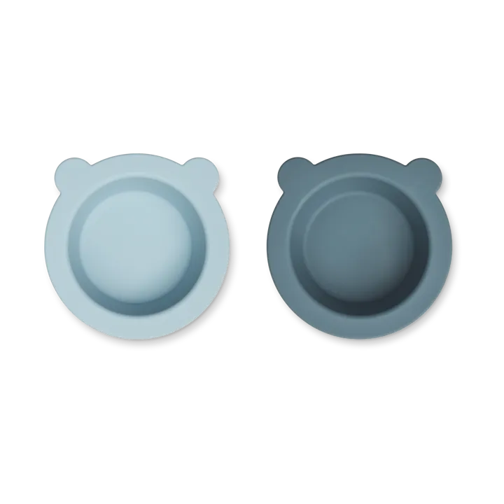 Peony bowl with suction cup Ø16 cm 2 pieces - Sea blue-Whale blue - Liewood