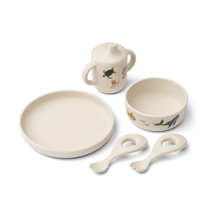 Ryle dinner set 5 pieces - Sea creature-Sandy - Liewood