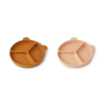 Stacy divided children's plate 2-pack - Mustard-tuscany rose mix - Liewood