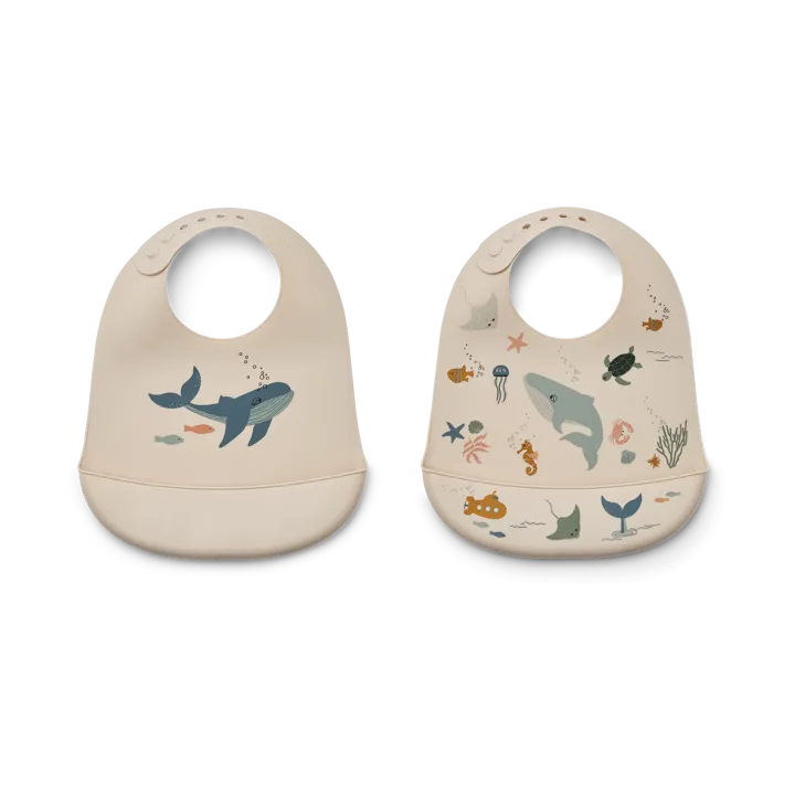 Tilda bib silicone 2-pack - Sea creature-Sandy - Liewood