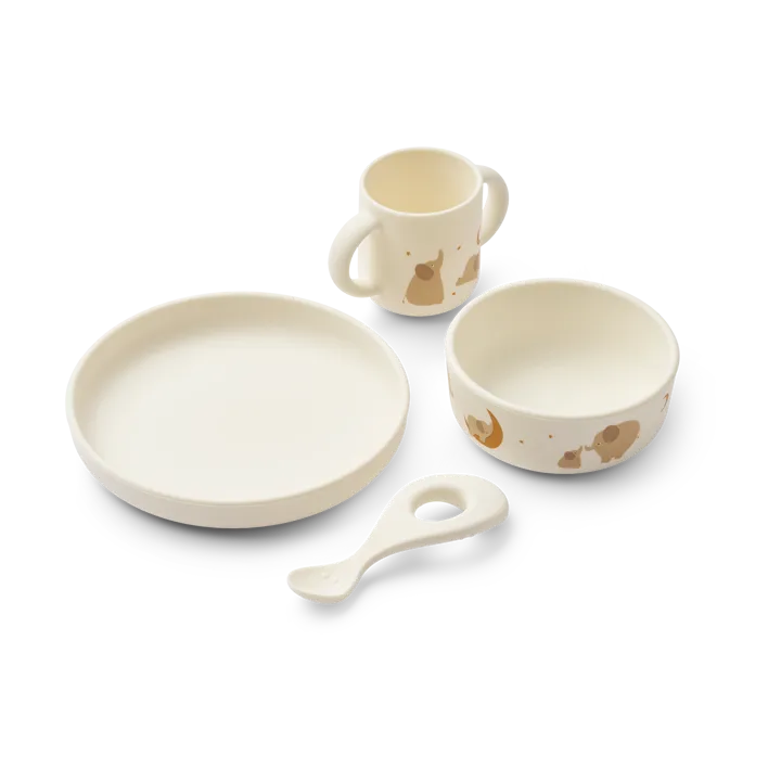 Vivi printed dinnerware set 4 pieces. - Elephant-Creme de la creme - Liewood