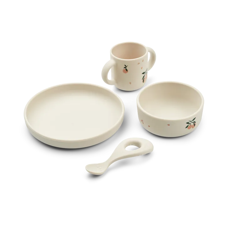 Vivi printed dinnerware set 4 pieces. - Peach-Sea shell mix - Liewood