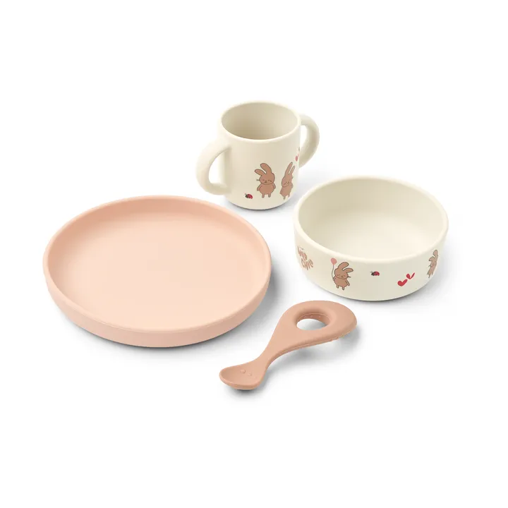 Vivi printed dinnerware set 4 pieces. - Wild child/Rosey - Liewood