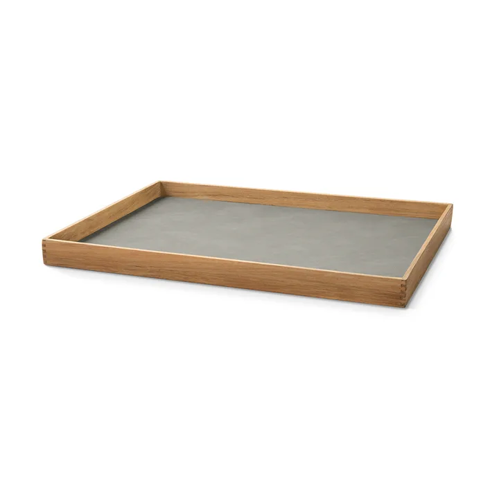 Even teak tray square L - Nupo light grey - LIND DNA