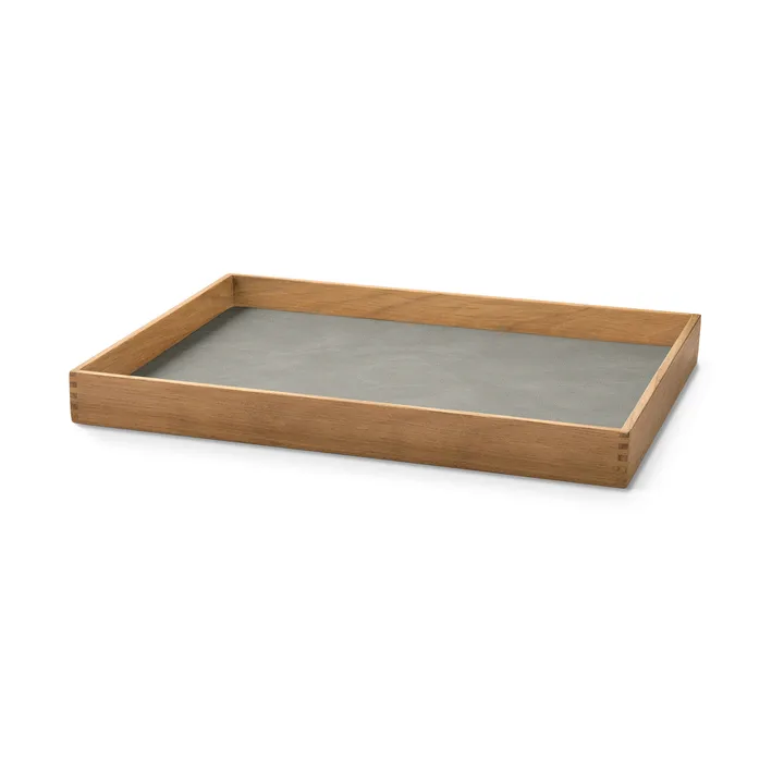Even teak tray square M - Nupo light grey - LIND DNA