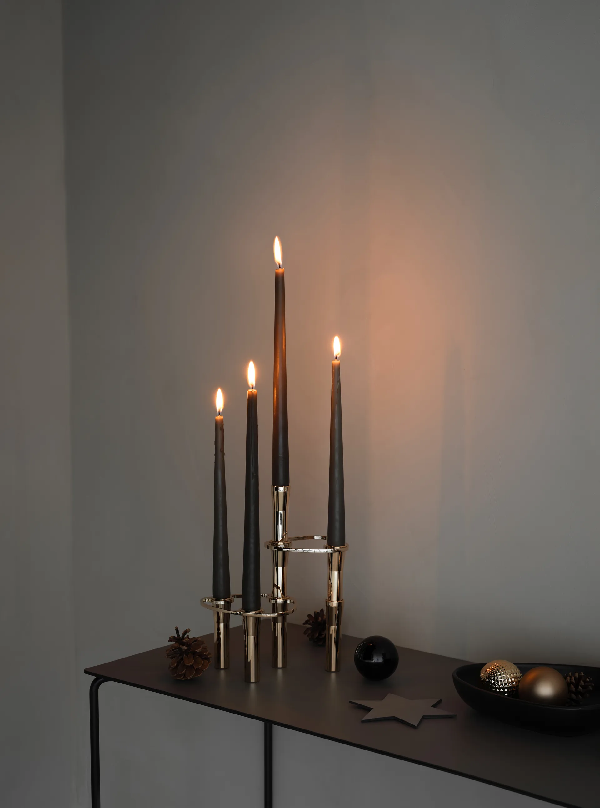 Lind Curve combinable candle sticks 24K gold plated, Double LIND DNA