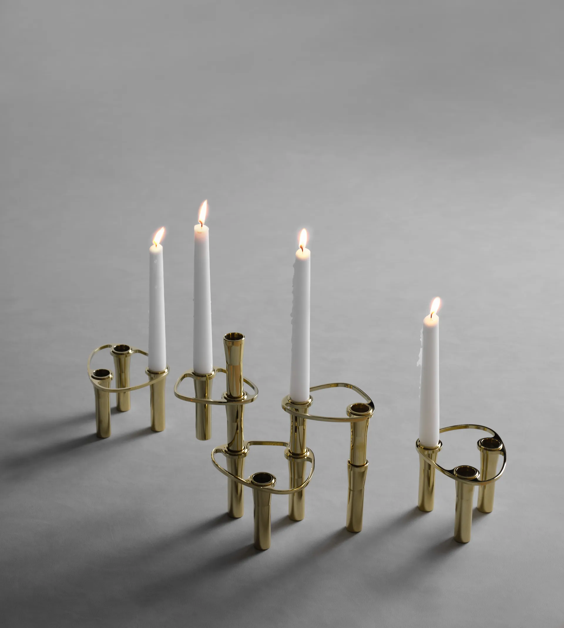 Lind Curve combinable candle sticks 24K gold plated, Double LIND DNA