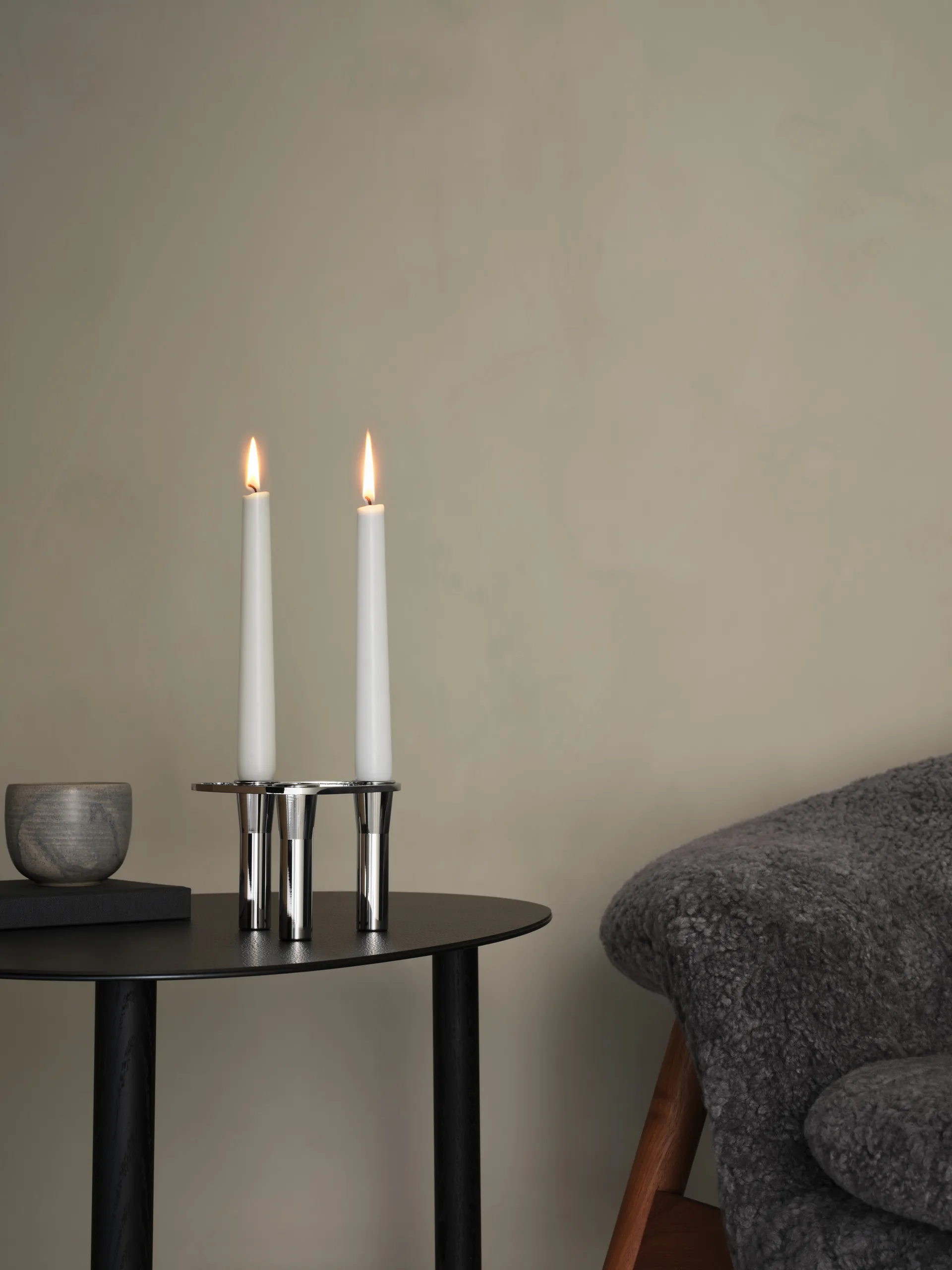 Lind Curve combinable candle sticks chrome, Triple LIND DNA