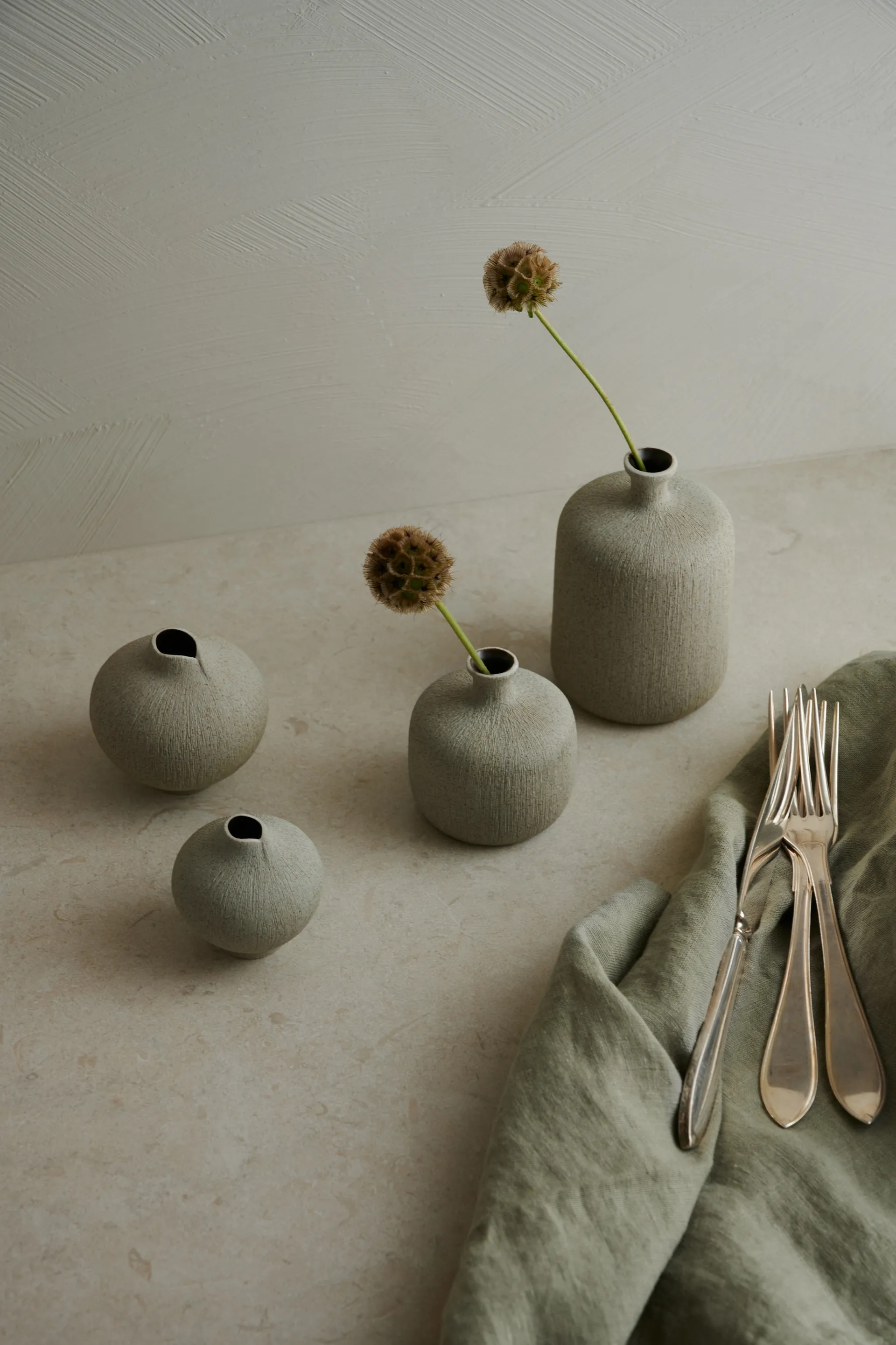 Bottle vase, Sand grey, small Lindform