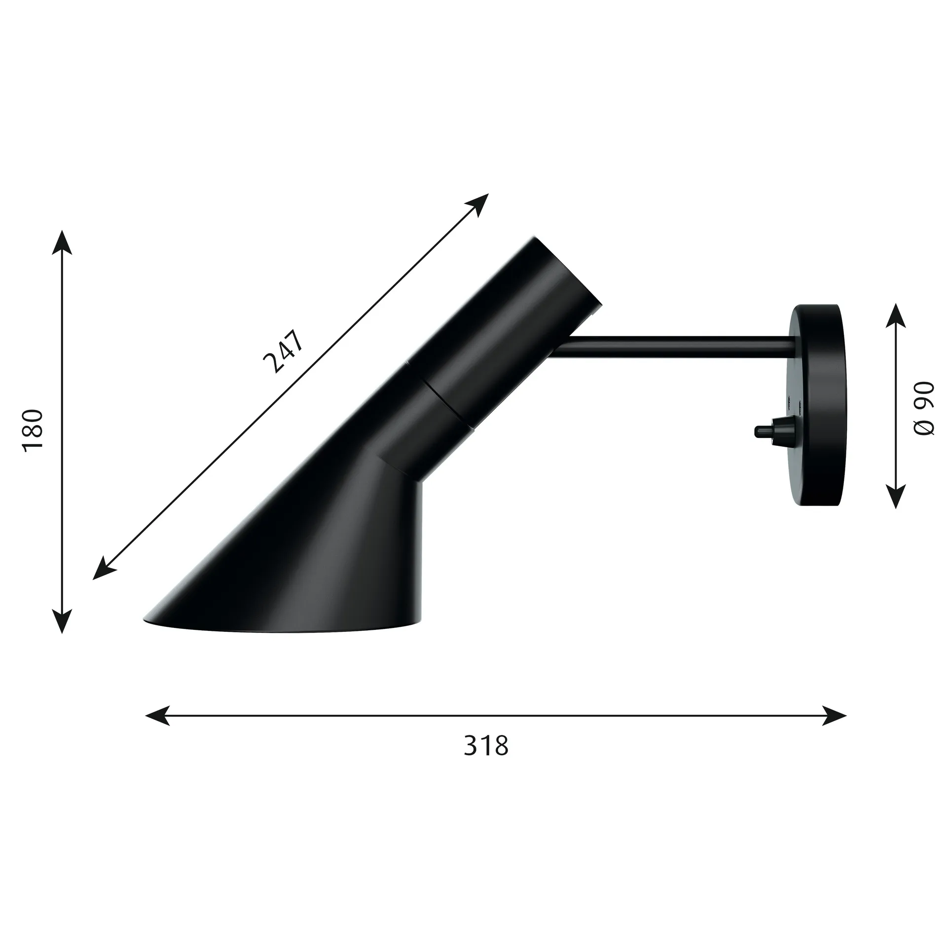 AJ wall lamp, Black Louis Poulsen