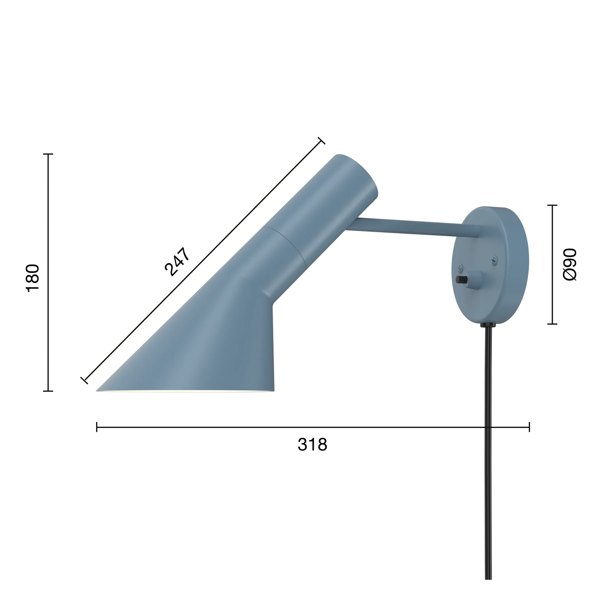 AJ wall lamp, Dusty blue Louis Poulsen