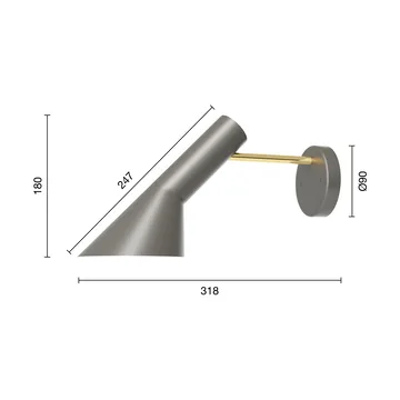 AJ wall lamp fixed installation without switch - Brass-warm grey - Louis Poulsen