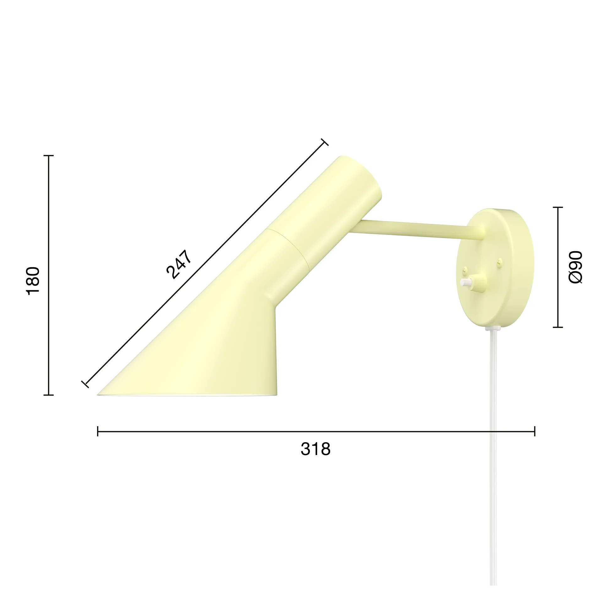 AJ wall lamp, Soft lemon Louis Poulsen