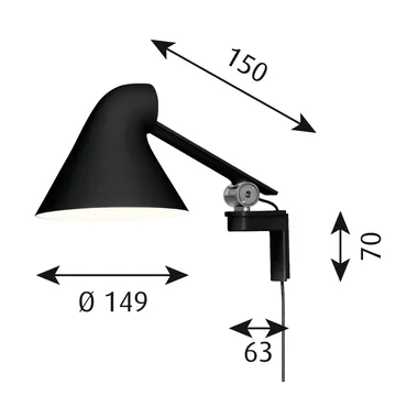 NJP wall lamp short arm - Black - Louis Poulsen