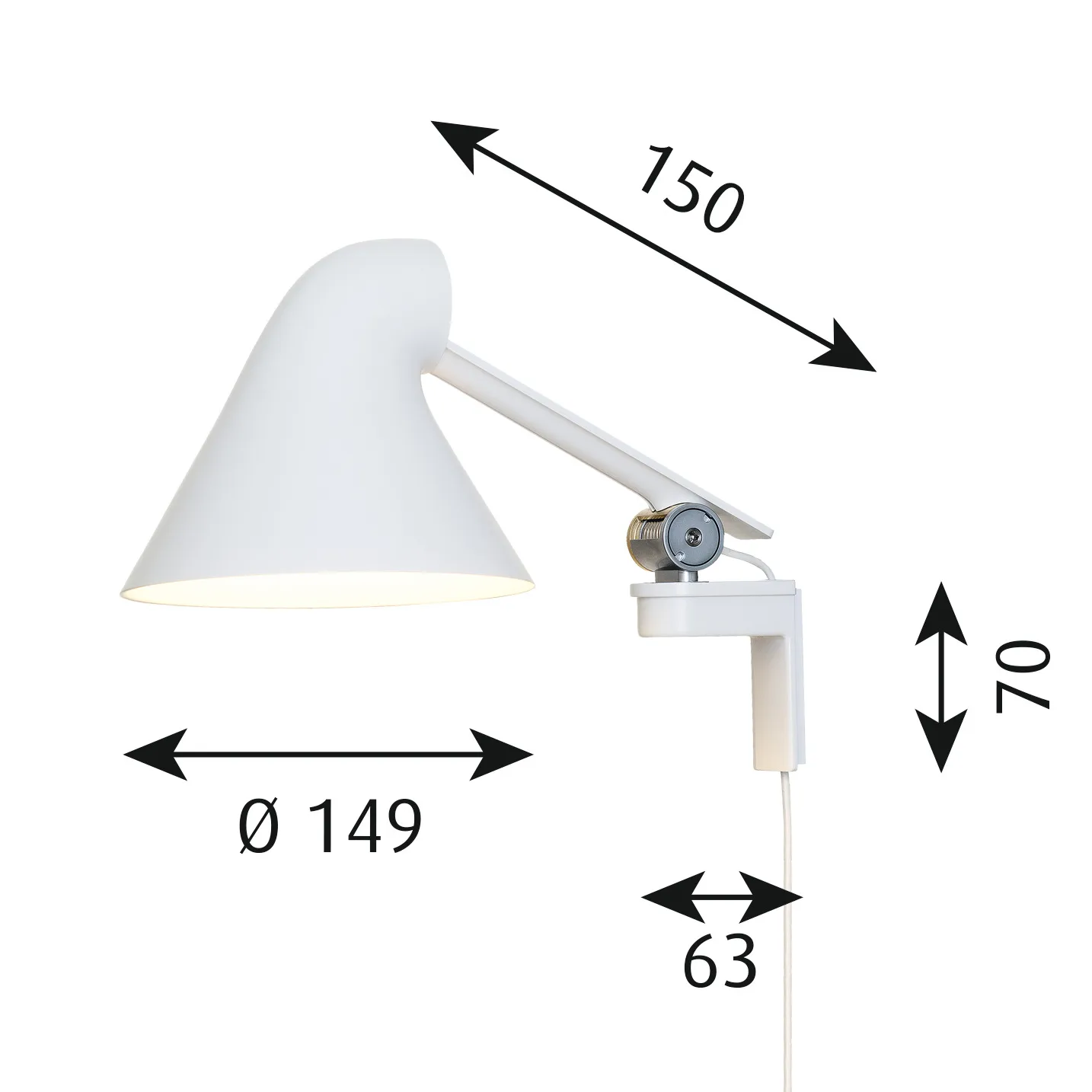 NJP wall lamp short arm, White Louis Poulsen