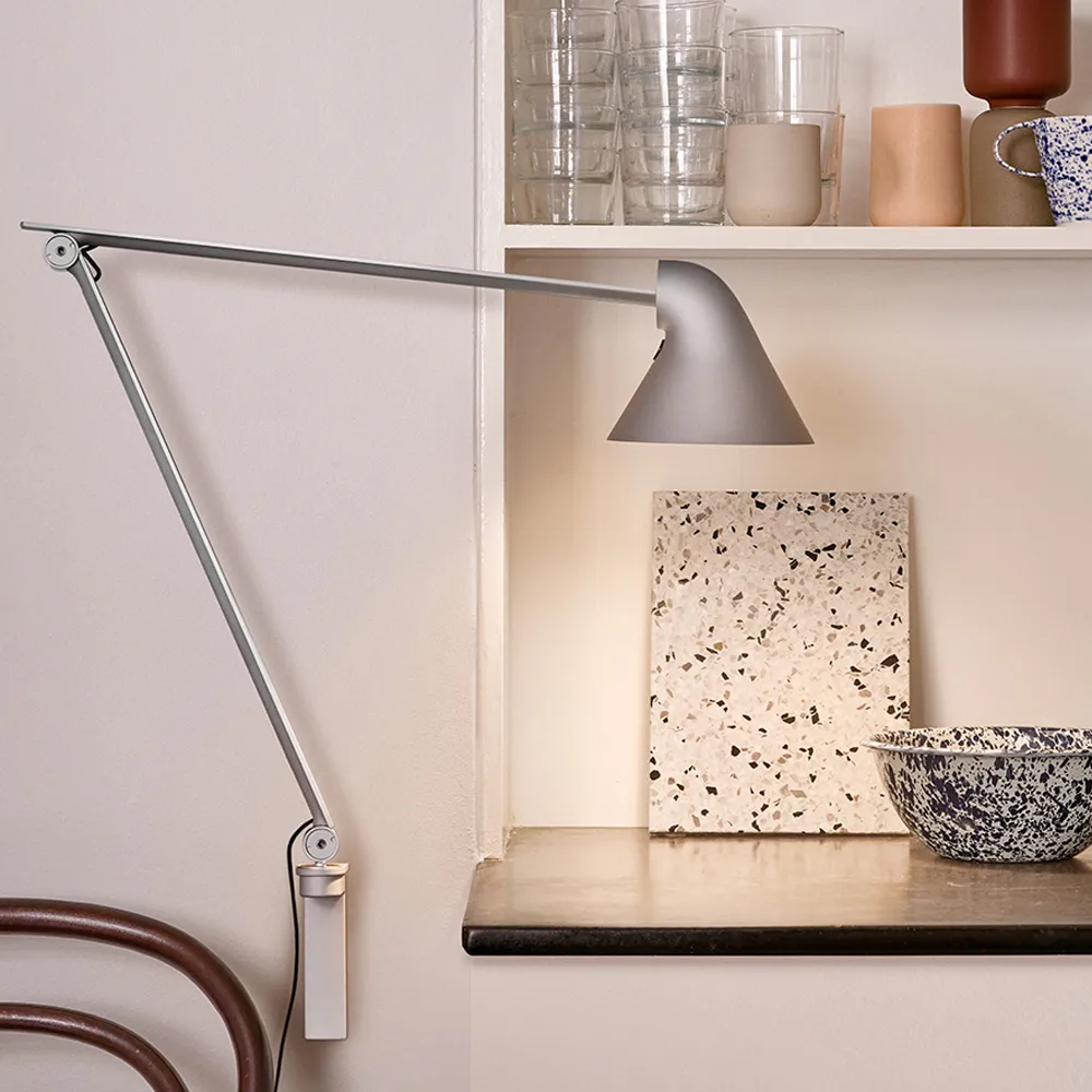 NJP wall lamp, White, short arm, LED, 3000k Louis Poulsen