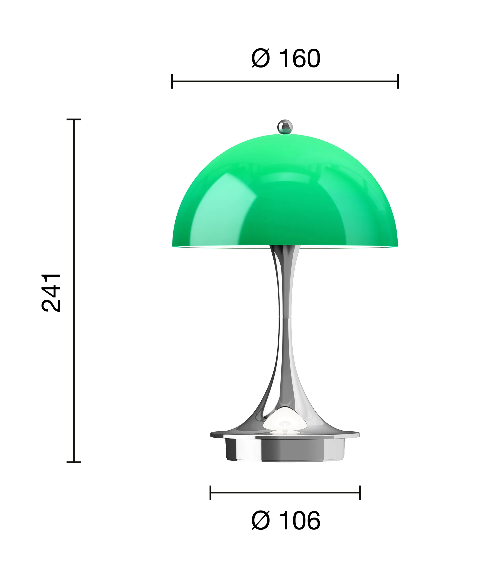Panthella 160 Portable v3 table lamp, Original Opal Green Louis Poulsen