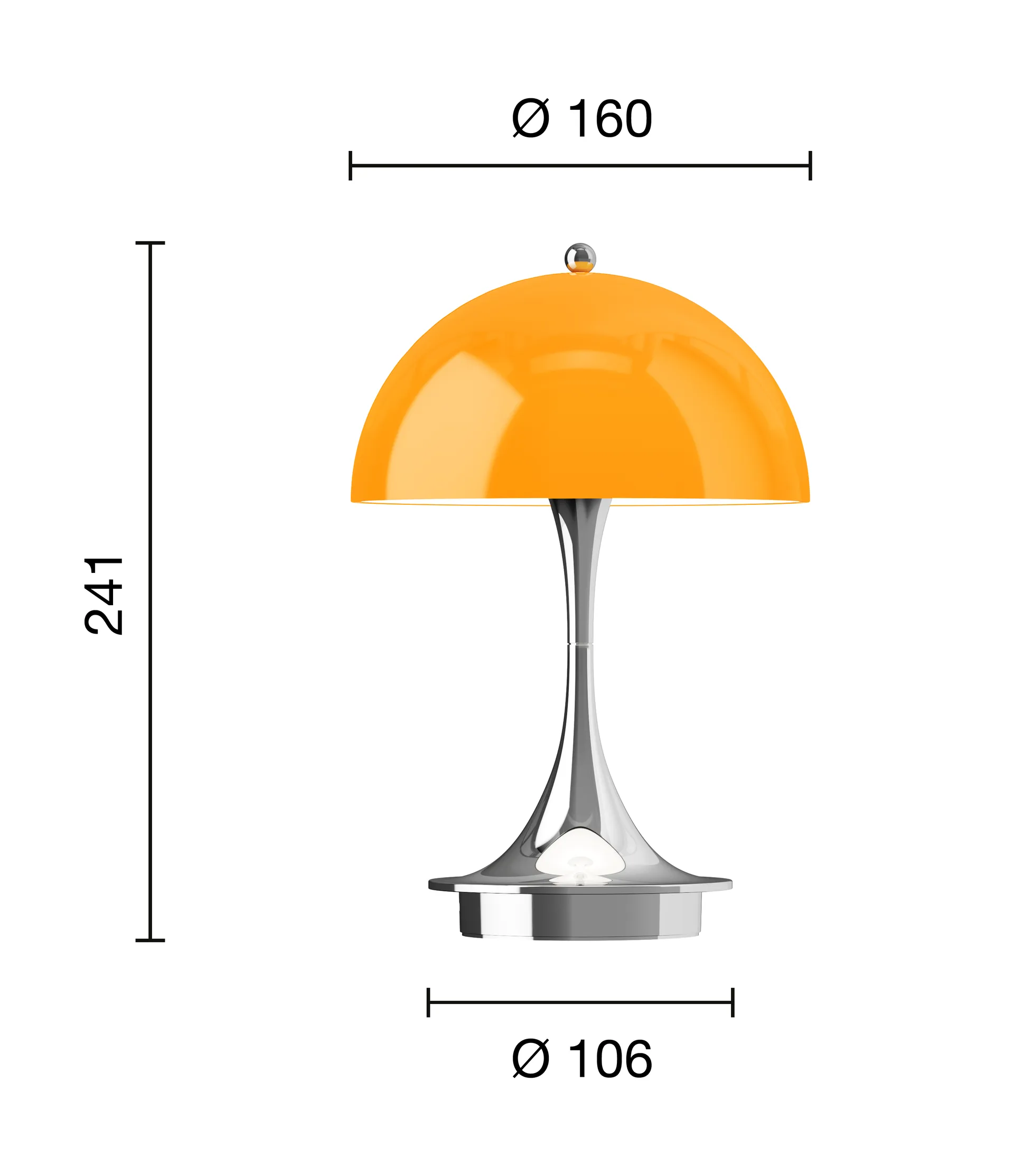 Panthella 160 Portable v3 table lamp, Original Opal Orange Louis Poulsen