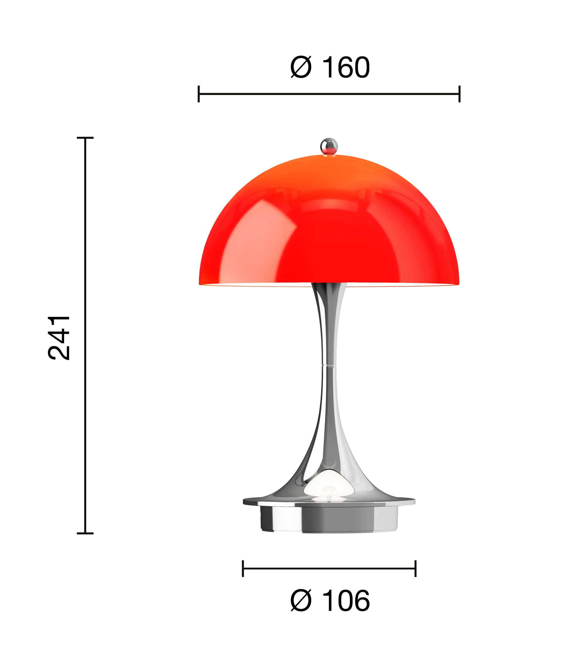 Panthella 160 Portable v3 table lamp, Original Opal Red Louis Poulsen