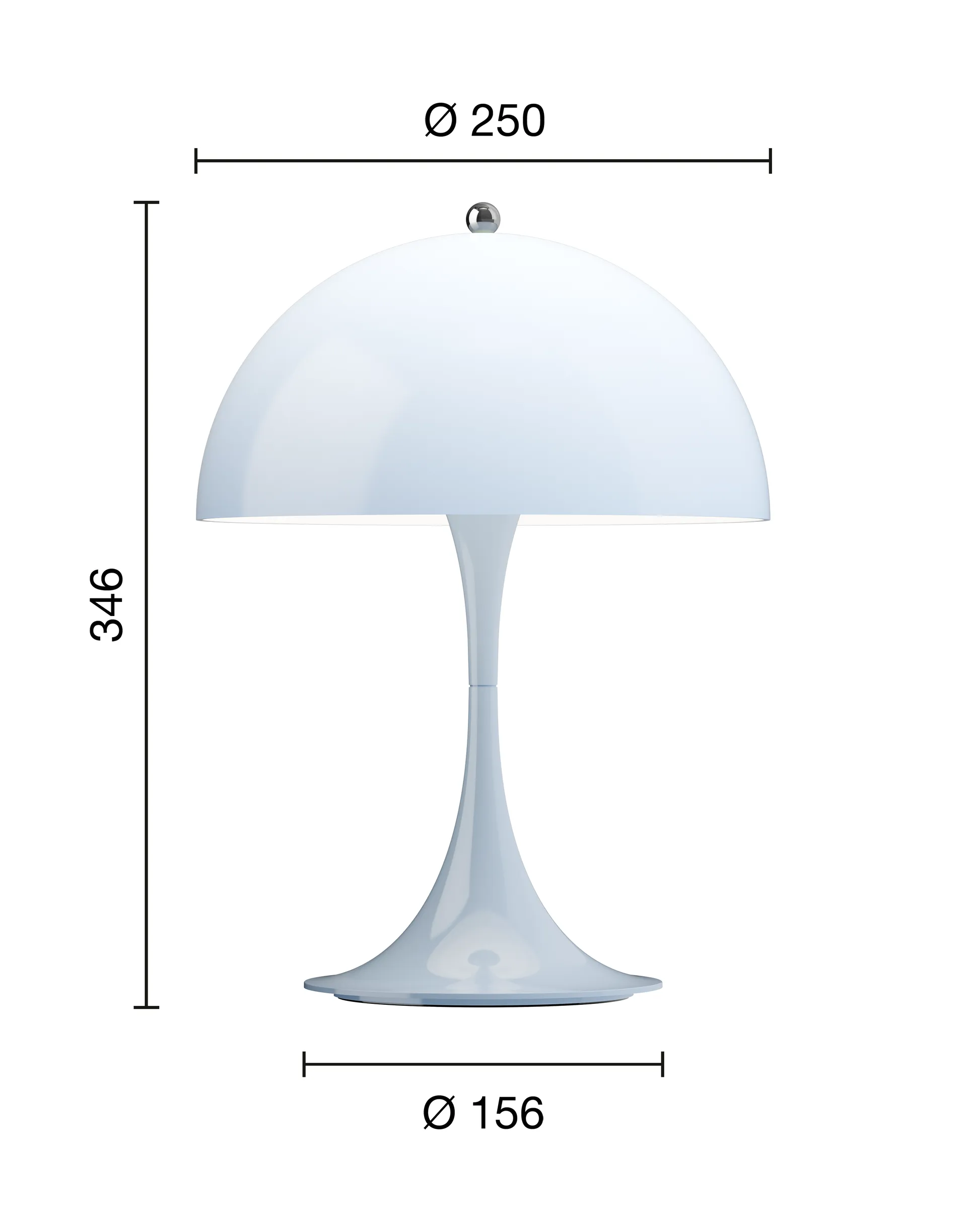 Panthella 250 portable table lamp V3, Opal pale blue Louis Poulsen