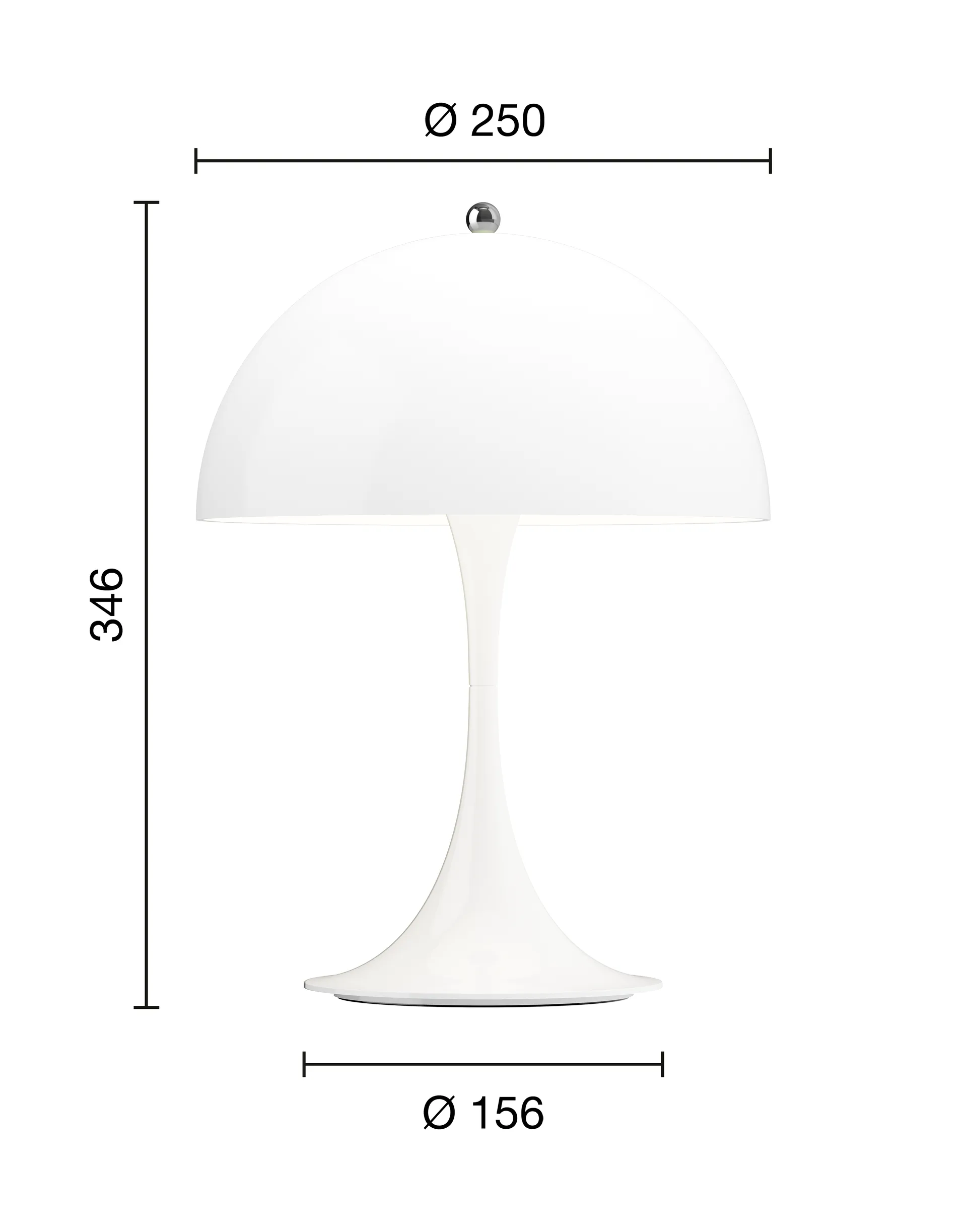 Panthella 250 portable table lamp V3, Opal white Louis Poulsen