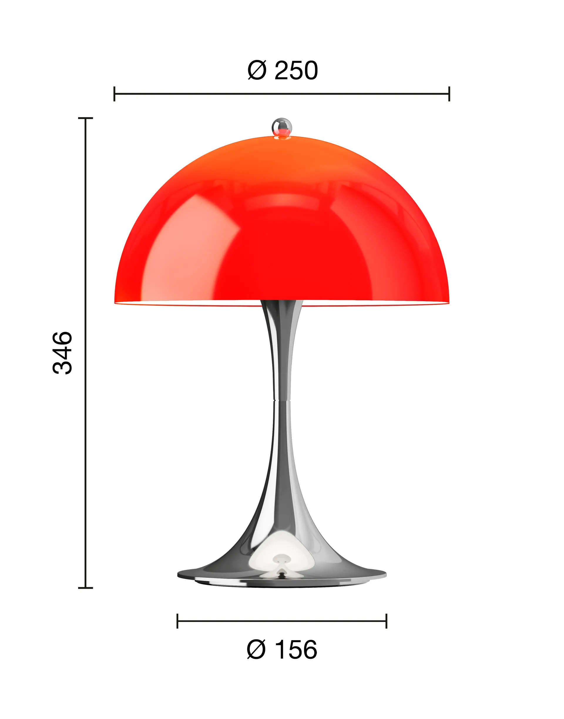 Panthella 250 portable table lamp V3, Original Opal Red Louis Poulsen