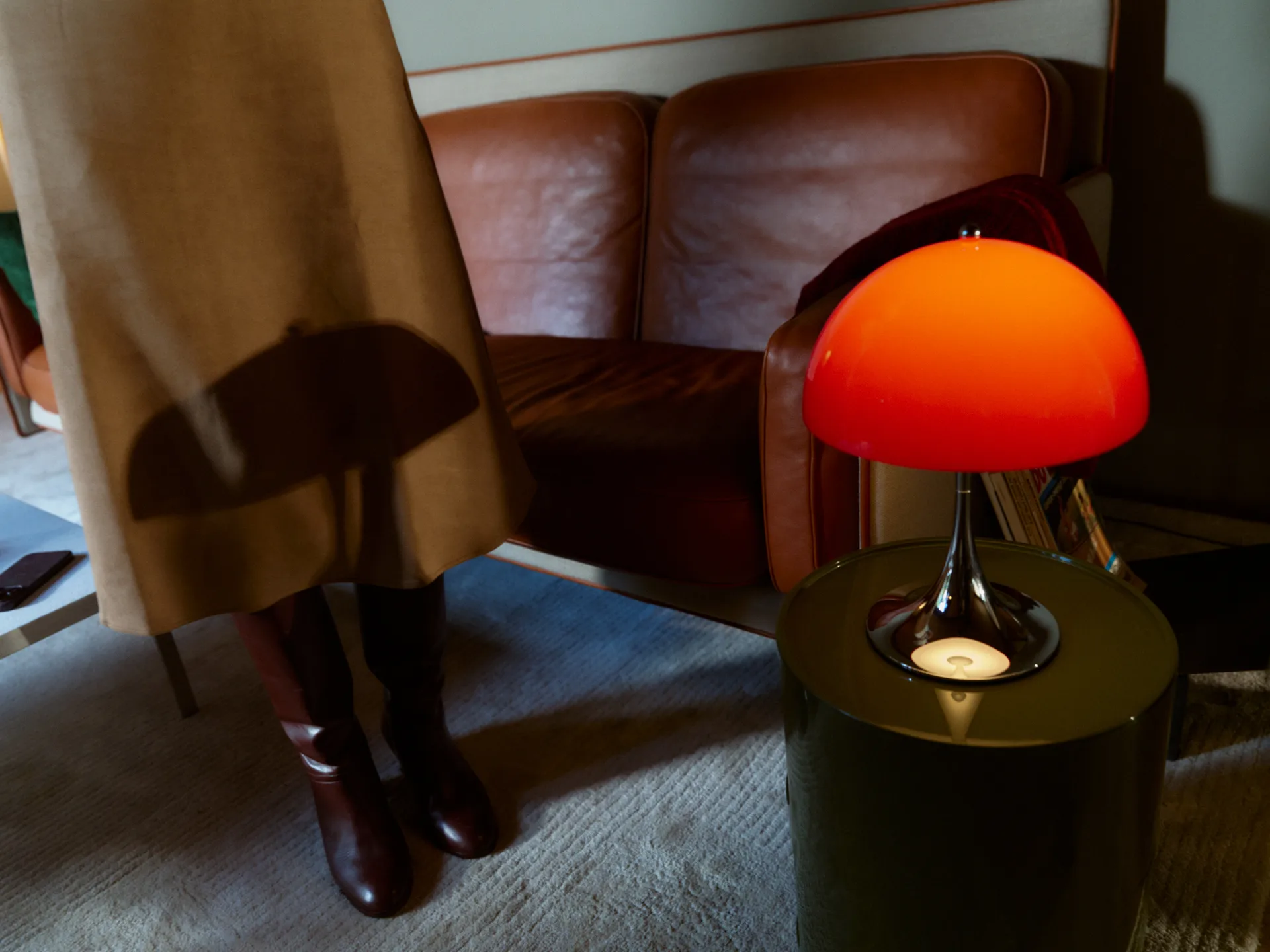 Panthella 250 portable table lamp V3, Original Opal Red Louis Poulsen