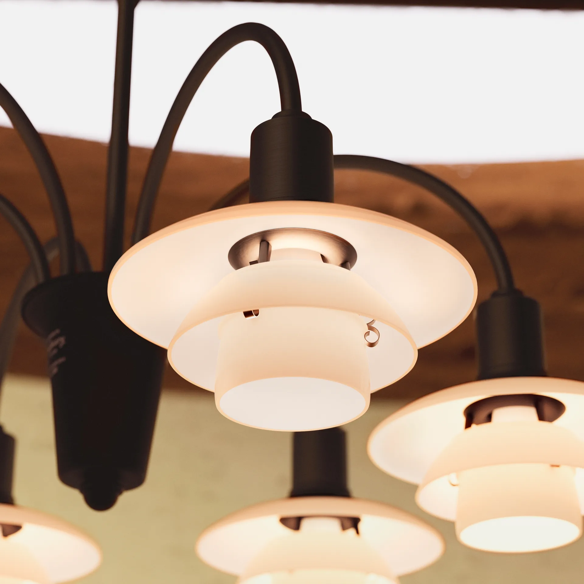 PH 1/1 Chandelier Centenary Edition chandelier, Brass-dusty terracotta, 6 arms Louis Poulsen