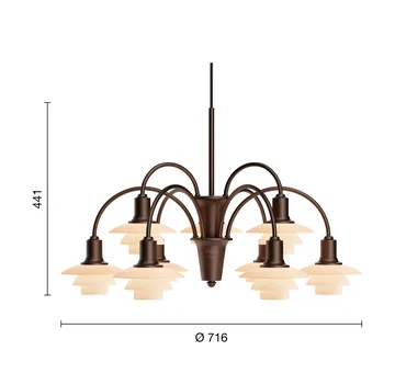 PH 1/1 Chandelier Centenary Edition chandelier - Brass-dusty terracotta, 9 arms - Louis Poulsen