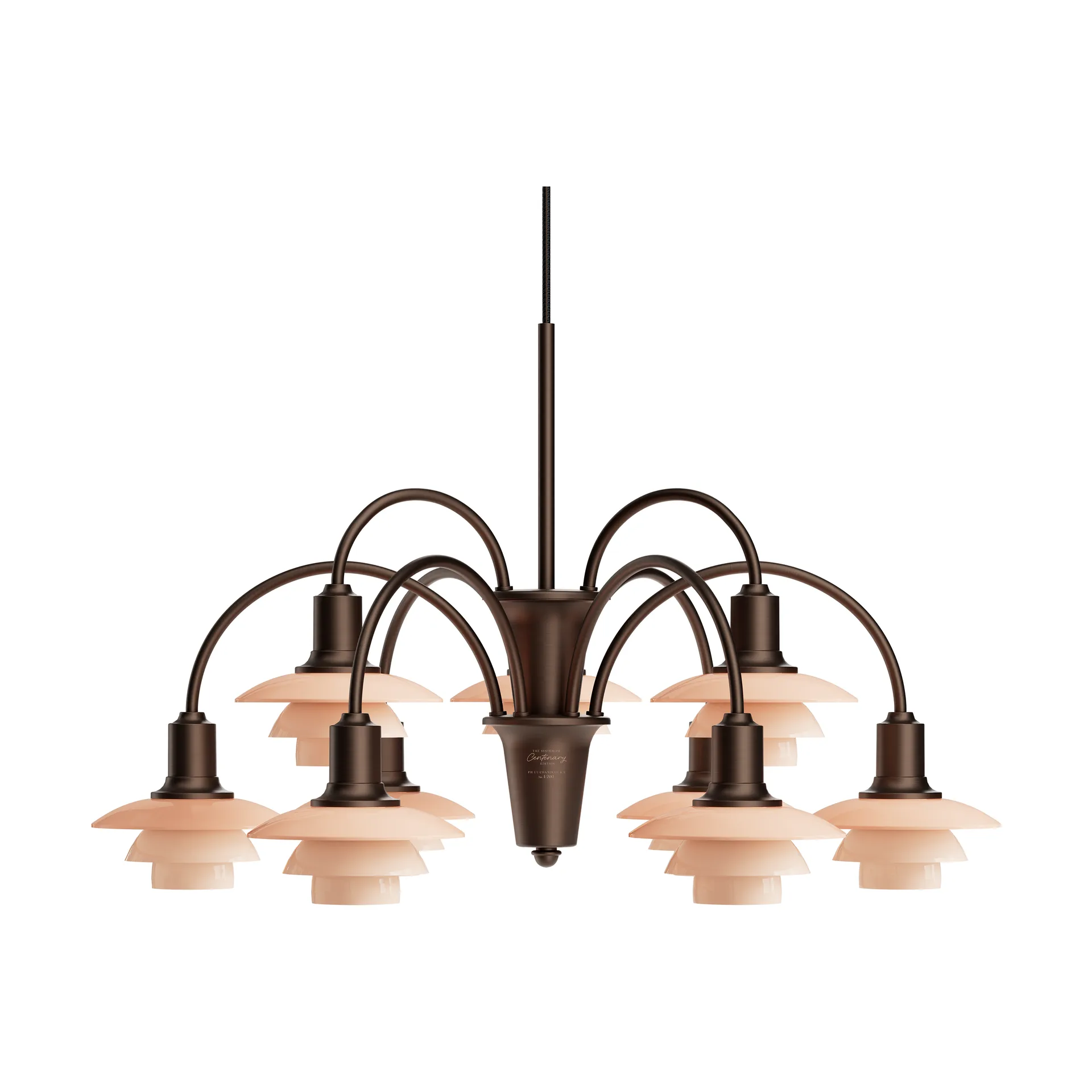 PH 1/1 Chandelier Centenary Edition chandelier, Brass-dusty terracotta, 9 arms Louis Poulsen