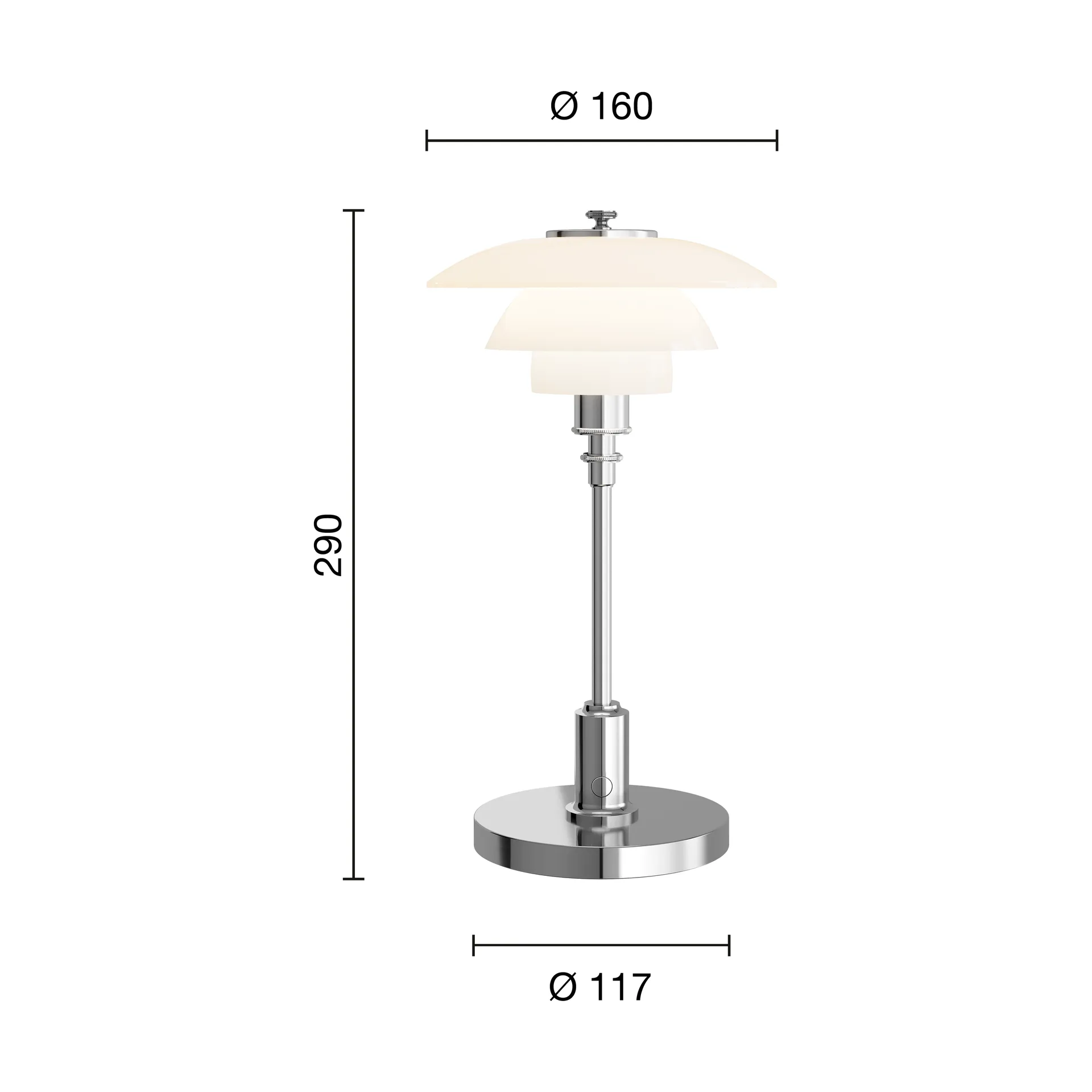 PH 1/1 portable table lamp, Chrome-plated Louis Poulsen