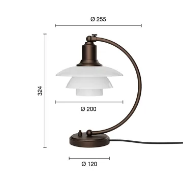 PH 2/2 Luna table lamp - Aged brass-opal glass - Louis Poulsen