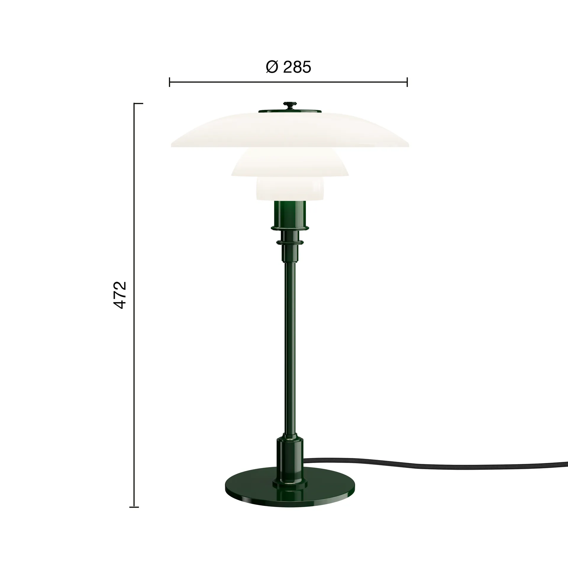 PH 3/2 table lamp, Glossy deep green Louis Poulsen