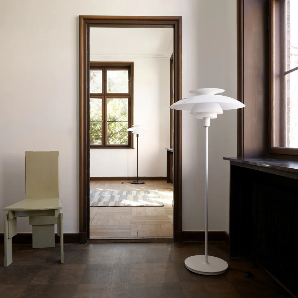 PH 80 floor lamp, Black-white opal acrylic Louis Poulsen