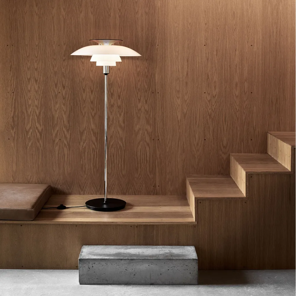 PH 80 floor lamp, Black-white opal acrylic Louis Poulsen