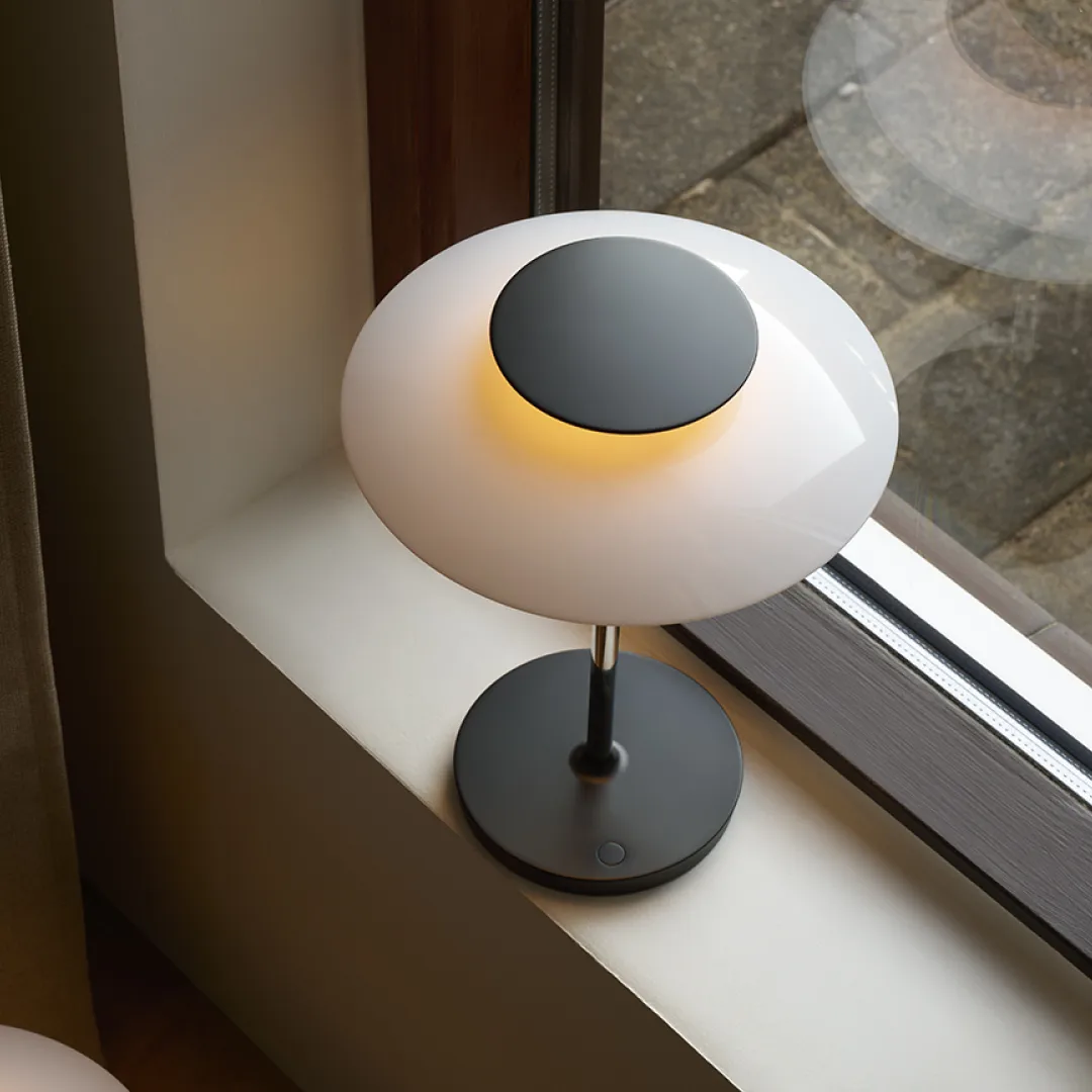 PH 80 portable table lamp, White opal, chrome-plated Louis Poulsen