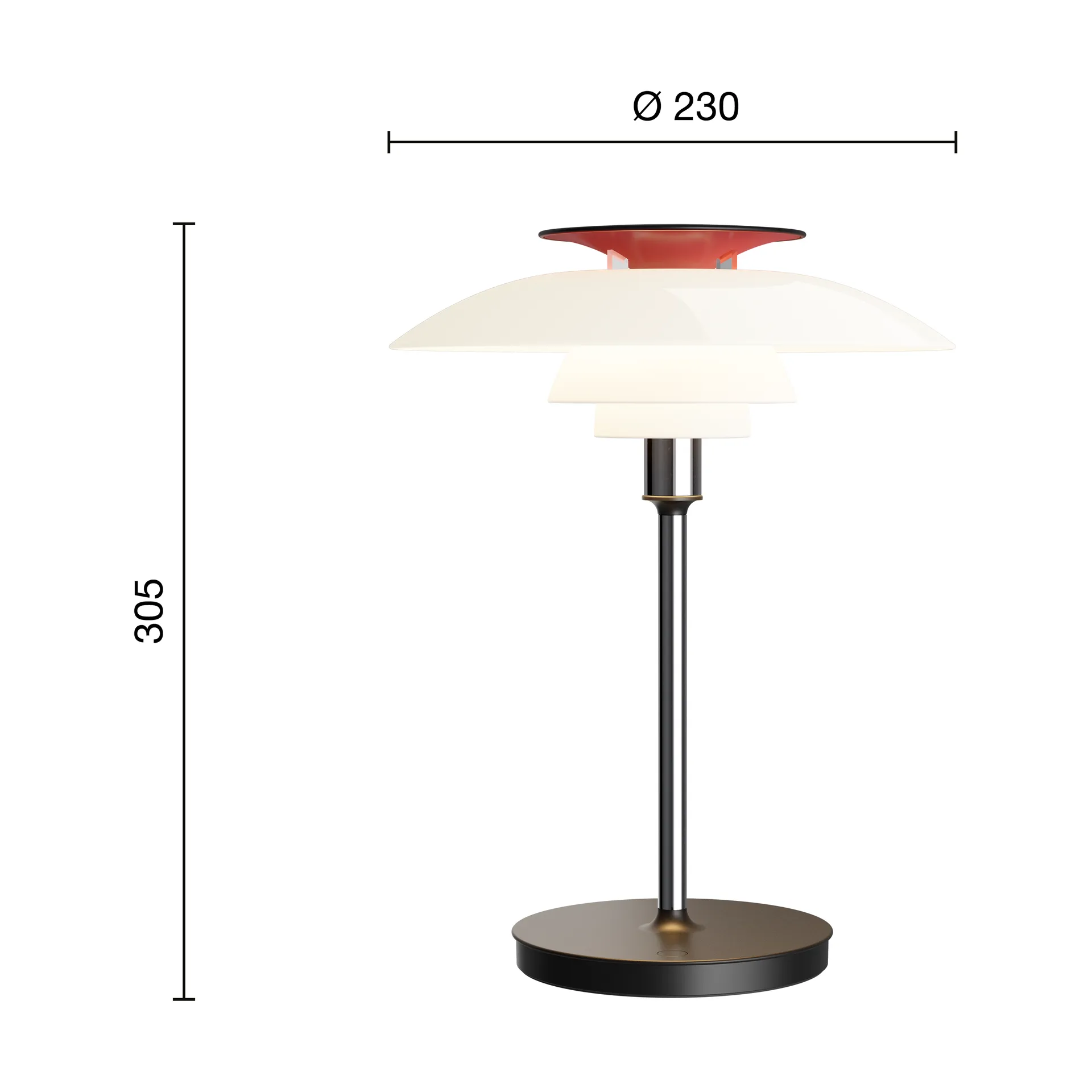 PH 80 portable table lamp, White opal, chrome-plated Louis Poulsen