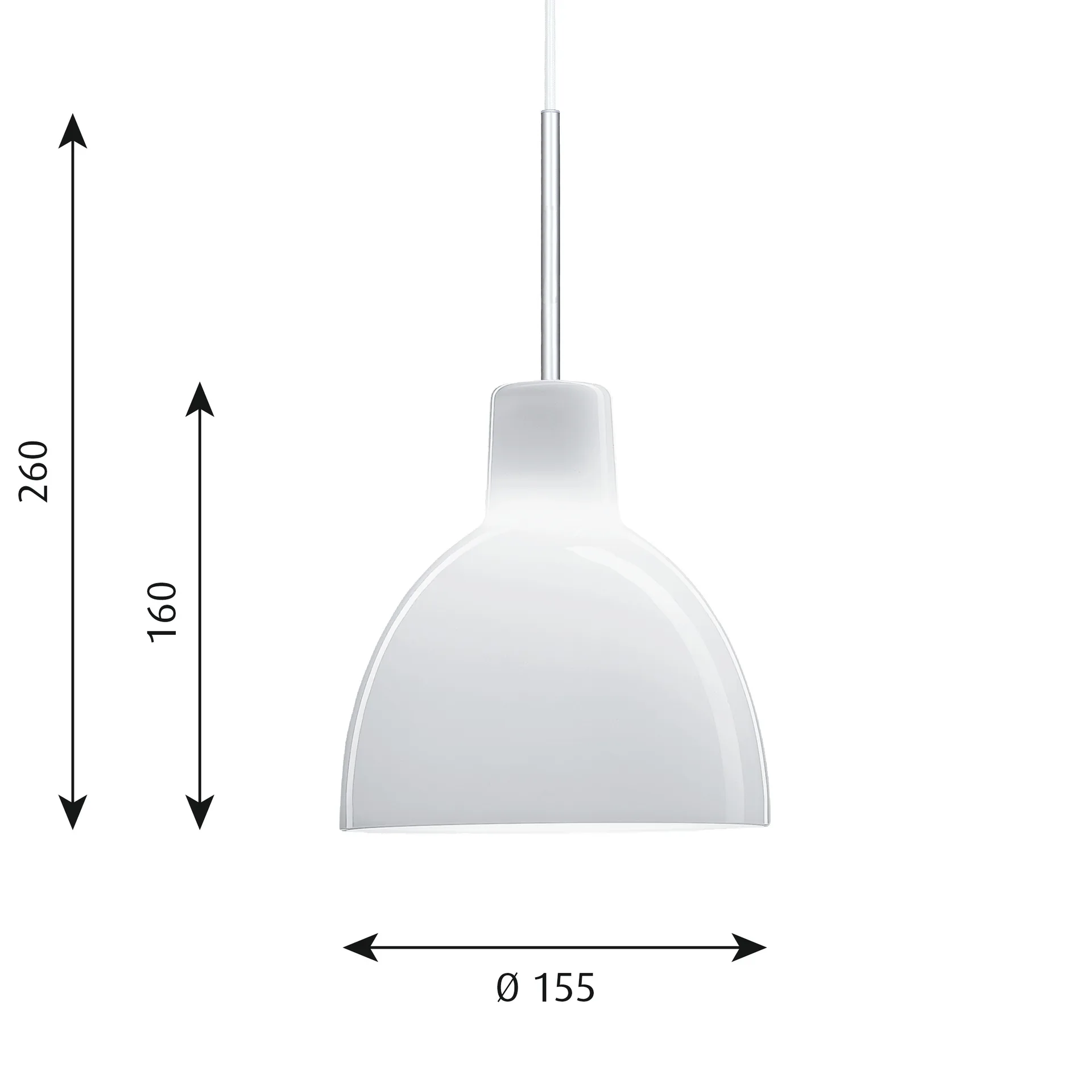 Toldbod 155 pendant lamp, White opal glass Louis Poulsen