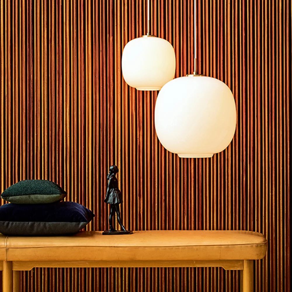 VL45 Radiohus LED pendant lamp large, Brass-white opal glass Louis Poulsen