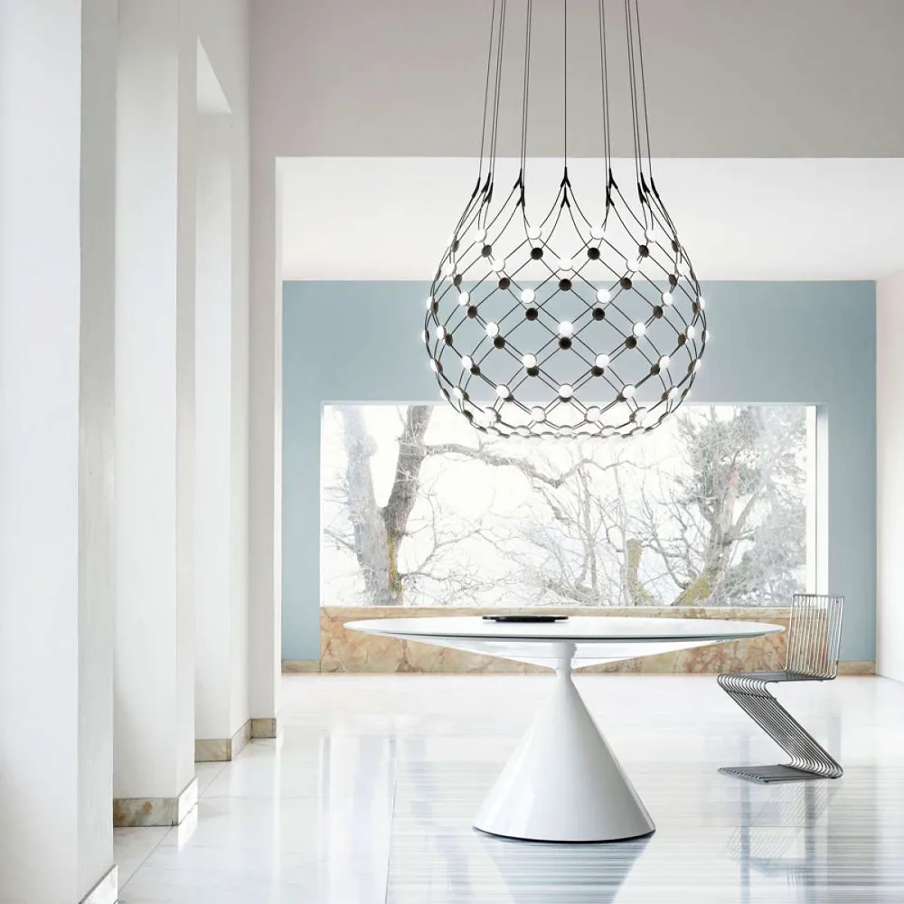 Mesh ceiling lamp, Black, large Luceplan